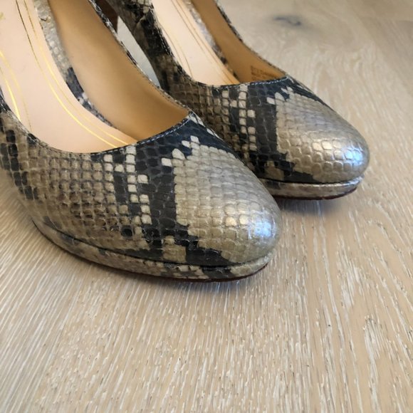 Leather Snakeskin Print Heels - Picture 3 of 11